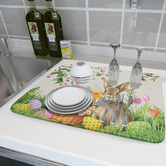 Easter Bunny Colorful Eggs Dish Drying Mat - Image 6