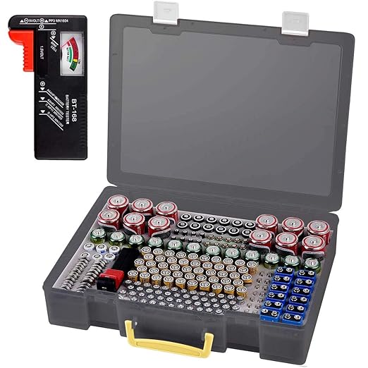 Battery Organizer Storage Holder- Batteries Case Containers Box by ALKOO