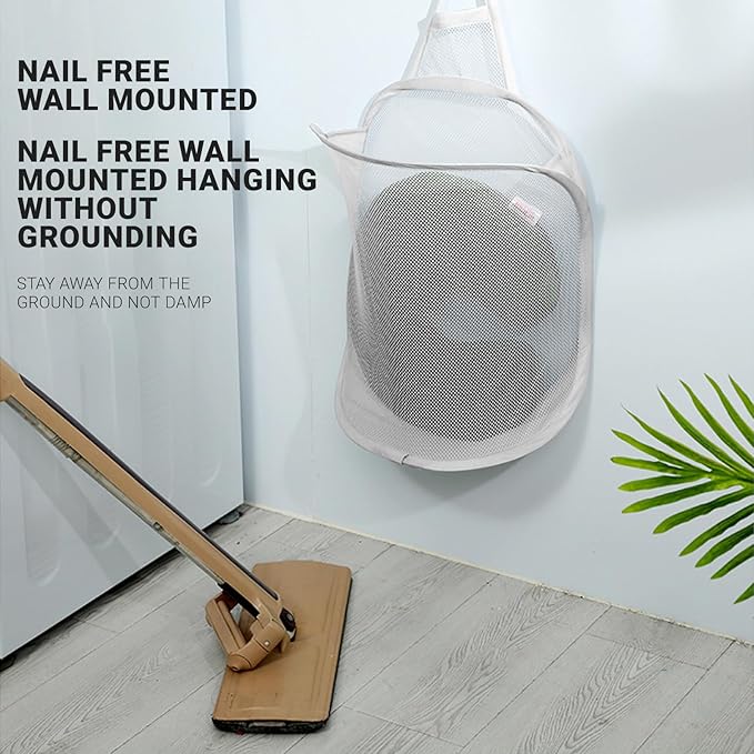 Hanging Laundry Bag Small Hanging Hamper Foldable Mesh Hamper Collapsible Wall - Image 3