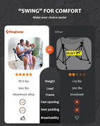 KingCamp Hammock Chair with Footrest – Heavy Duty Swinging Rocking Camping Chairs for Adults up to 400lbs, Folding Portable Oversized Rocker with Cup Holder & Pillow for Outdoor Beach Lawn RV Sports - Image 5