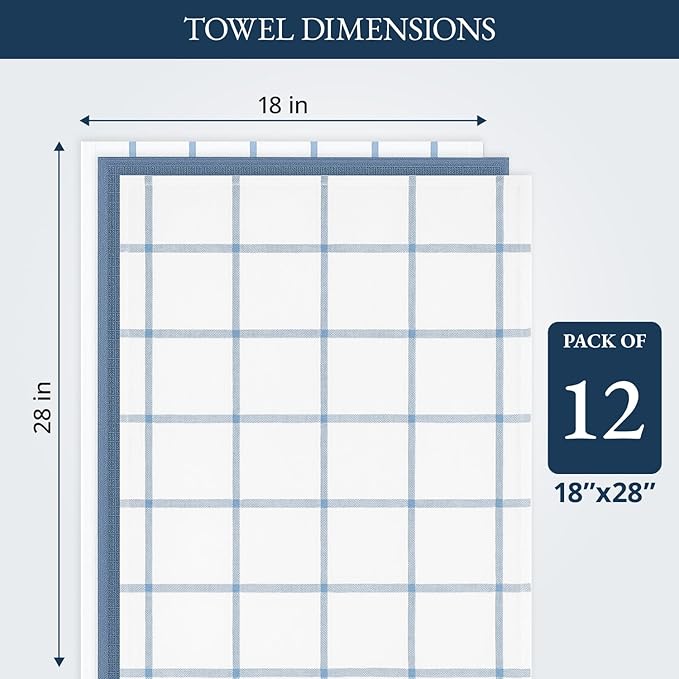 LANE LINEN Dish Towels Set of 12-18” x 28” Soft, Absorbent Cotton Kitchen Towels - Image 3