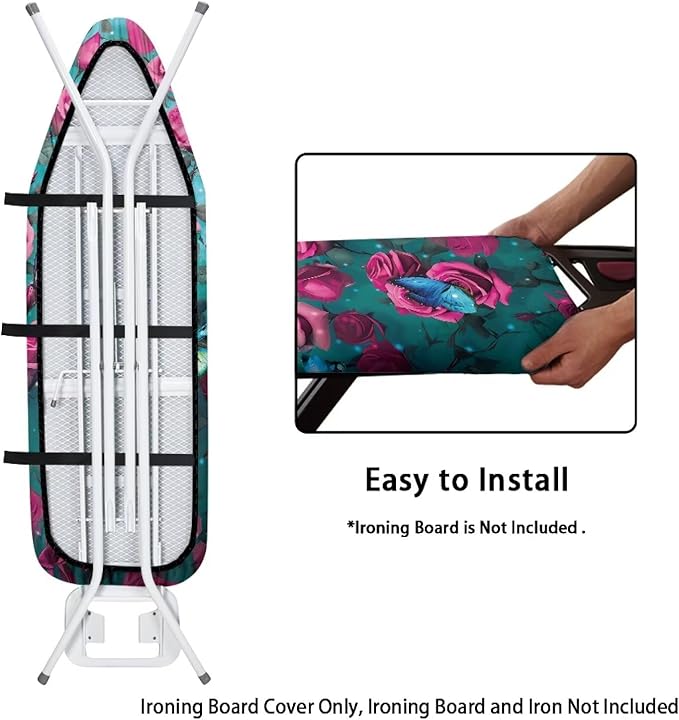 Pink Rose Ironing Board Cover and Pad Heat Reflective Stain Resistant Iron - Image 4