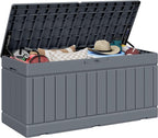 JUMMICO 78 Gallon Outdoor Deck Box Large Resin Storage Box for Patio Furniture Cushions, and Garden Tools (Gray) by JUMMICO