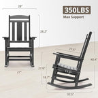 LUE BONA Outdoor Rocking Chairs Set, 3-Piece, HDPS Poly Porch Rockers with Table, Plastic Weather Resistant Rocking Chair Set for Outdoor Indoor, Garden, Backyard, 350lb, Gray Chairs+Table - Image 3