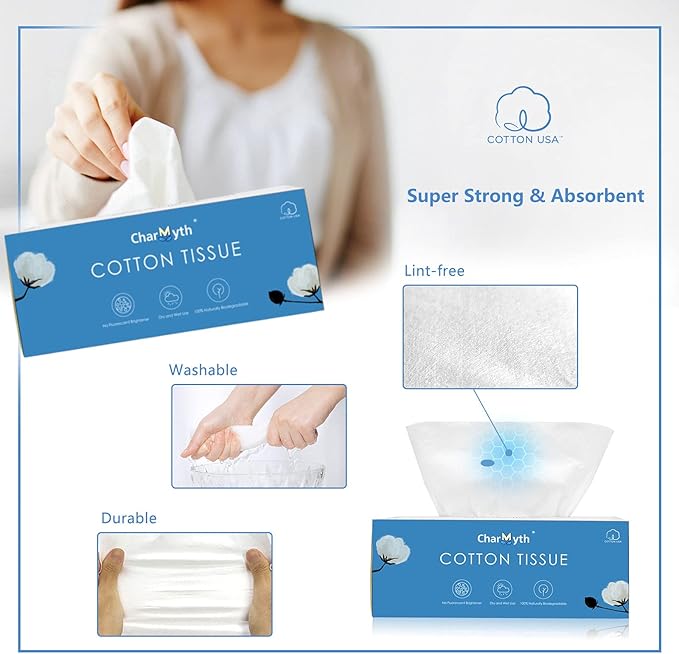 Extra Thick Disposable Face Towel, Disposable Makeup Removing Wipes, 100% USA - Image 3