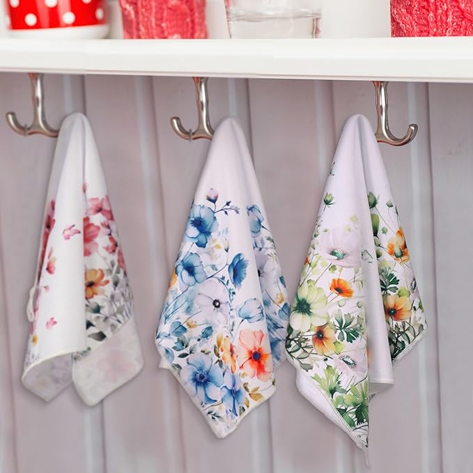 Geyoga 6 Pcs Spring Floral Kitchen Towels Flamingo Dish Hand Towels Sunflower - Image 6
