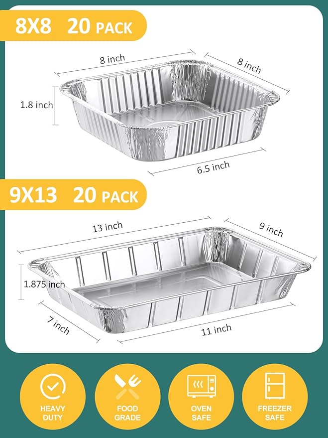 40 Pack Disposable Aluminum Pans Combo Set - Image 2