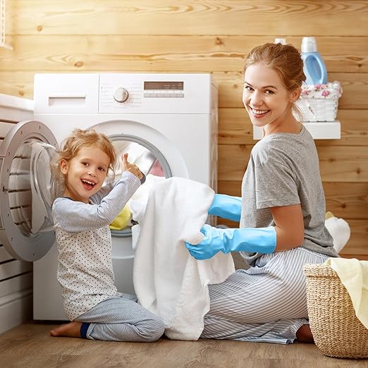 KAQ Rubber Gloves for Dishwashing Cleaning: 4 Pairs Reusable Household Kitchen - Image 3