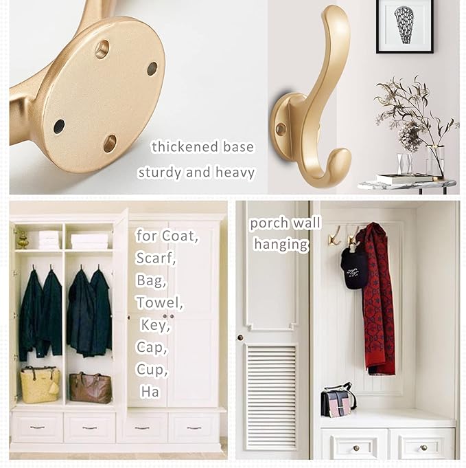 Wall Hooks Over Door Key Towel Coat Hat Purse Hanger Holder Rack Double Hooks - Image 5