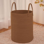 Large Woven Laundry Basket Hamper, 80L Cotton Rope Storage Bin by JMvicyroam