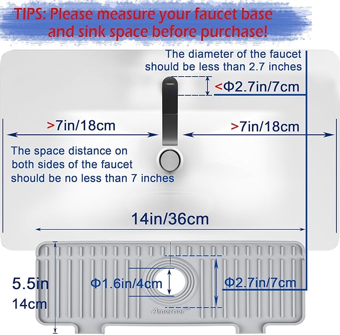Kitchen Sink Splash Guard, Silicone Faucet Guard & Draining Mat, 10° Large - Image 2