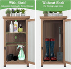 Small Outdoor Storage Cabinet Waterproof with Metal Top, Wood & Metal Outside Potting Bench Table Tool Organizer with Adjustable Shelf for Patio Backyard Garden - Image 4