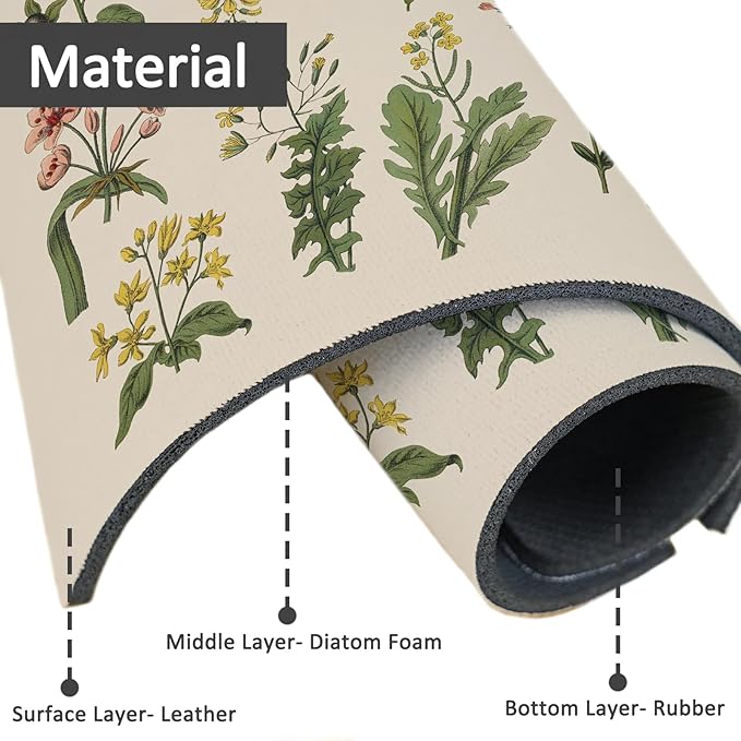 24" X 5.5" Kitchen Sink Splash Guard Faucet Mat Floral Super Absorbent Fast - Image 2