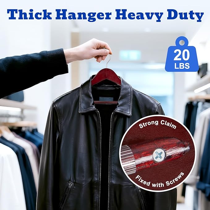HOUSE DAY Wood Suit Hangers for Men, Wide Shoulder Wooden Hangers - Image 5