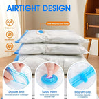 AROIC 50 Pack Vacuum Storage Bags, 5 Sizes + 2 Roll-up Space Saver Vacuum - Image 6