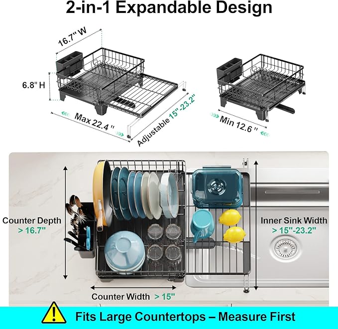 GSlife Expandable Dish Drying Rack - Image 5