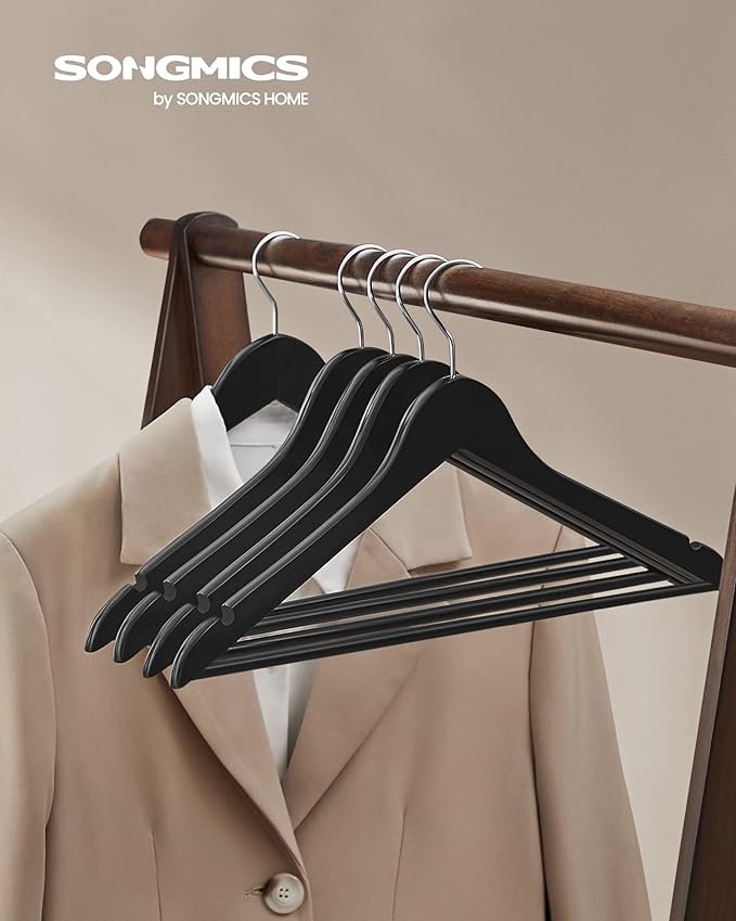 SONGMICS Wooden Hangers, Swivel Hook, Non-Slip - Image 2