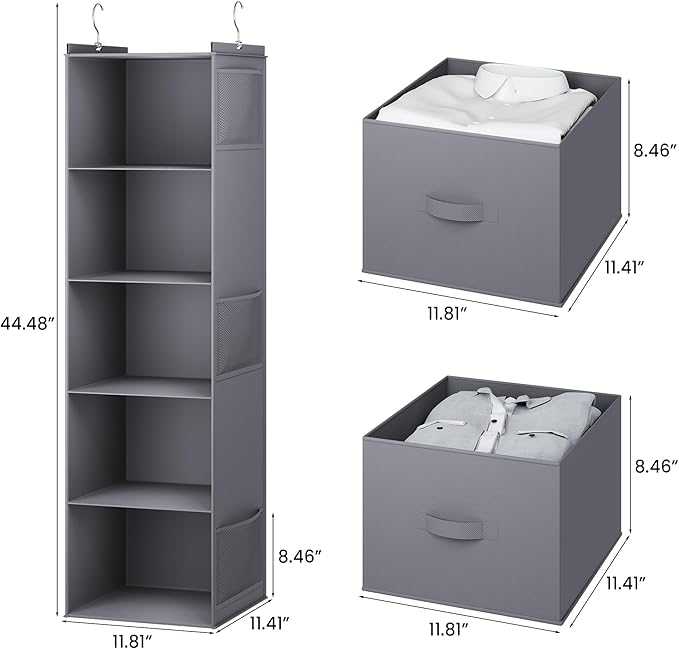 YOUDENOVA Hanging Closet Organizer, 5 Tier Hanging Closet Shelves - Image 3