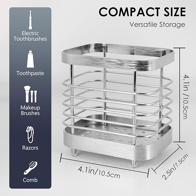 Wall Mount Toothbrush Holder for Bathroom, Stainless Steel Rustproof Toothbrush - Image 2