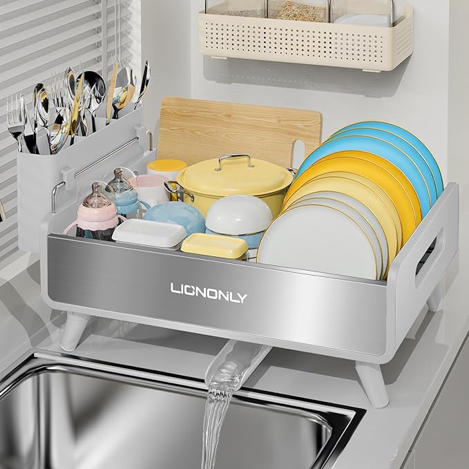 Dish Drying Rack, Thicker Premium Aluminum Frame and 304 Stainless Steel Plate by StartYourHomeStorageLife