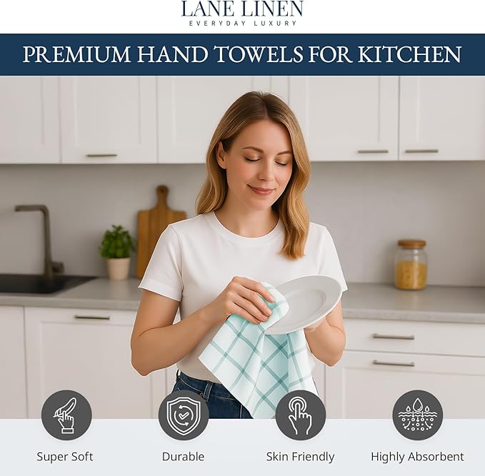 LANE LINEN Cotton Kitchen Towels and Dish Cloths Set, Quick-Drying Dish Towel - Image 2