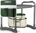 Aimerla Foldable Garden Kneeler Seat Heavy Duty [Upgraded Widened Thick Kneeling Pad] Gardening Stool with Large Tool Bags with Pockets - Portable Garden Bench Gardening Gifts for Parents by Aimerla
