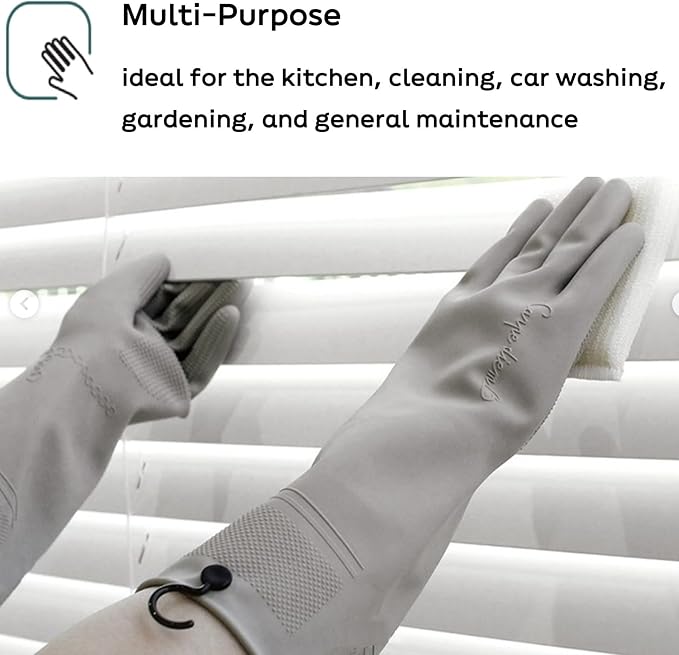 Myungjin 2 Pairs Reusable Waterproof Non-Slip Honeycomb Grip Latex Rubber Gloves - Image 9