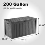 DRATO 200 Gallon Deck Box, Waterproof Resin Large Outdoor Storgae Box for Patio Furniture, Patio Cushions, Gardening Tools, Pool Supplies, Lockable（Black，200 Gallon） - Image 2