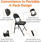 Amazon Basics Comfortable Vinyl-Padded Metal Steel Folding Chairs for Events, Easy to Fold and Store, Black, 4-Pack - Image 7