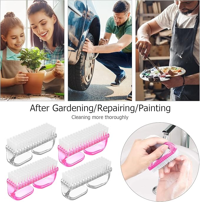 Handle Grip Nail Brush, Hand Fingernail Brush Cleaner Scrubbing Kit Pedicure - Image 4