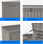 180 Gallon Outdoor Deck Box, Lockable Waterproof Outdoor Storage Boxes For Garden Tools,Indoor Cushions,Accessories Outside Storage Resin Weatherproof Container(Grey) - Image 5