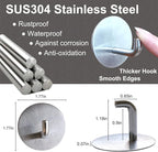 Silver Adhesive Hooks for Wall No Damage Heavy-Duty 15lb 8 Packs, Sticky - Image 4