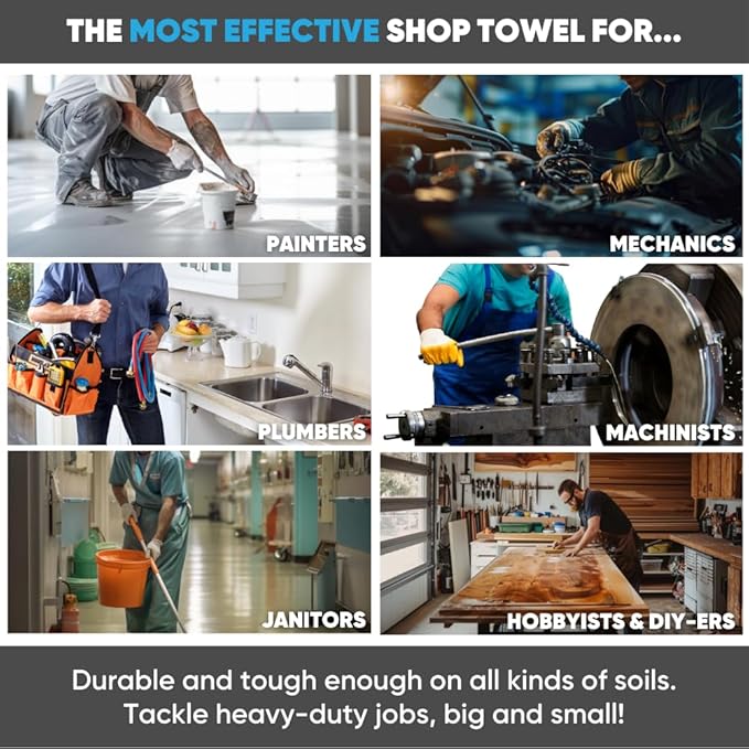 Black Microfiber Shop Towels | MWipes Reusable Shop Rags | 50 Rags in a Box | - Image 5