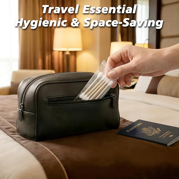 Travel Size Cotton Swabs, Individually Wrapped Disposable Double Round Tips - Image 5
