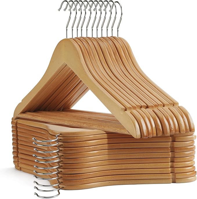 Wooden Hangers - 30 Pack - Clothes Hanger by Uinicor