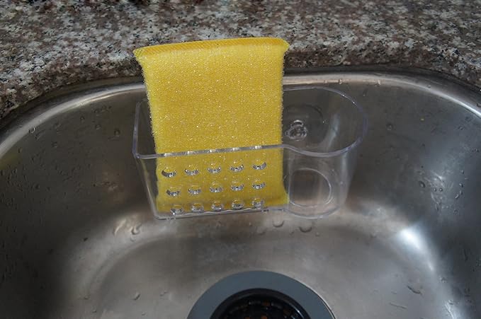 AMUONTY Sponge Holder for Kitchen Sink Suction, Plastic Sink Brush Sponge Caddy - Image 5