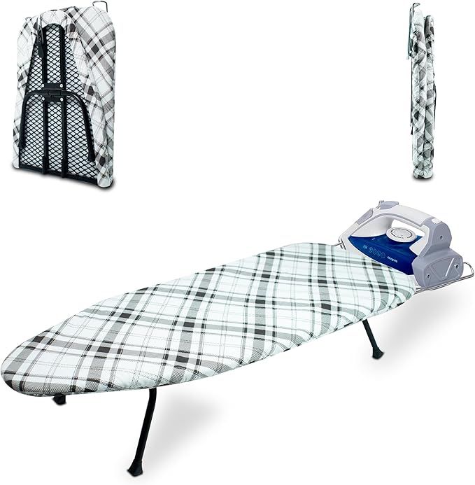 Metal Mesh Panel Tabletop Ironing Board | Foldable Iron Board | Heavy Duty by Oxzor