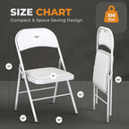 4 Pack Leather Chair | Foldable & Stackable | 350 lbs Capacity Steel Frame Seats for Indoor or Outdoor | Commercial Use Events Wedding Party Events Bulk Picnic Kitchen Dining - White - Image 3