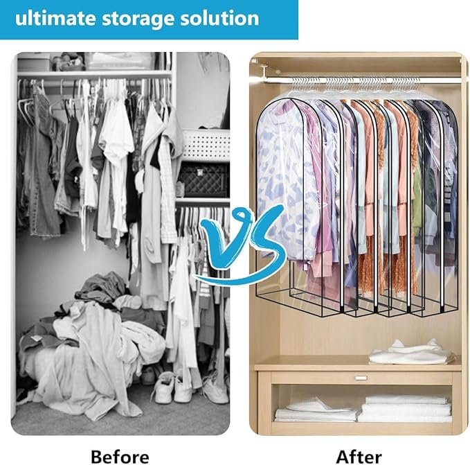 60" Clear Clothes Hangers with Smooth Side Zipper, 4 Pack - Image 7