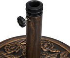 Backyard Expressions 20 lb Patio Umbrella Base Stand, Decorative Rose Medallion Antique Bronze Finish, Fits 1.5–1.9 in Poles w/Adapters, 18 in Round Weighted Outdoor Umbrella Holder for Deck & Table - Image 4