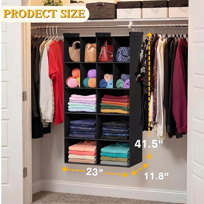 Ofiray-home 5 Tier Hanging Closet Organizer, 14 Compartments Sweater Organizer - Image 3