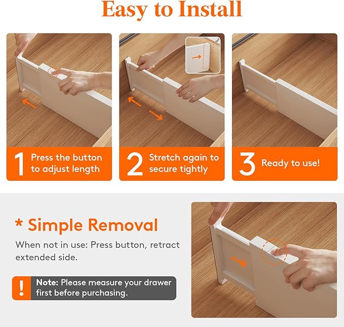 Lifewit 14 Pack 6" High Drawer Dividers 34-56cm/13.5-22" Adjustable Drawer - Image 6