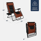 Best Choice Products Oversized Padded Zero Gravity Chair, Folding Outdoor Patio Recliner, XL Anti Gravity Lounger for Backyard w/Headrest, Cup Holder, Side Tray, Polyester Mesh - Rust/Black - Image 3