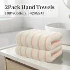 VOOVA & MOVAS 2-Pack Pink Stripe Cotton Hand Towels - Image 3
