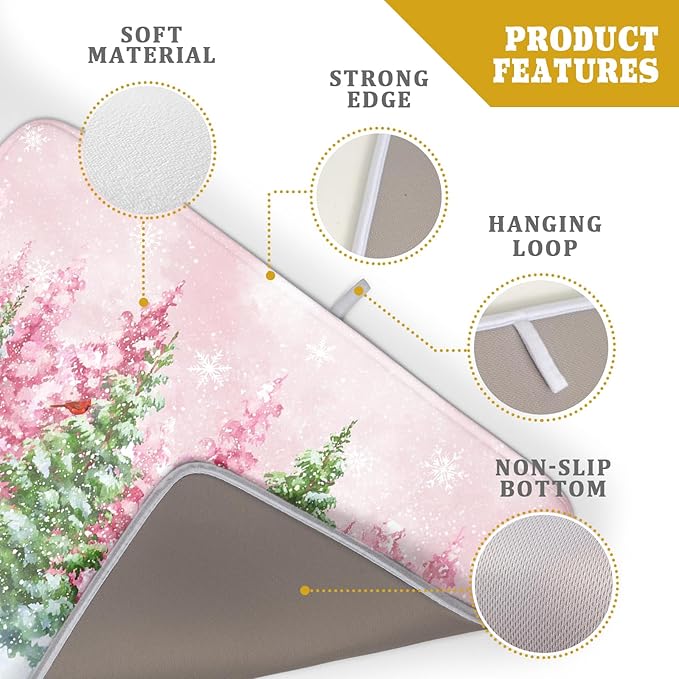 Winter Dish Drying Mats for Kitchen Counter Watercolor Forest Decoration Coffee - Image 4
