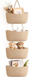 Dahey Over The Door Hanging Basket 4-Tier Woven Boho Wall Mounted Storage by Dahey