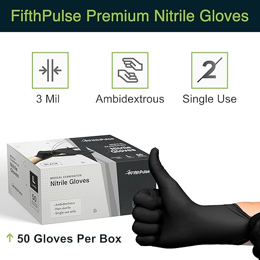 Black Gloves Disposable Latex Free X Small - Image 6