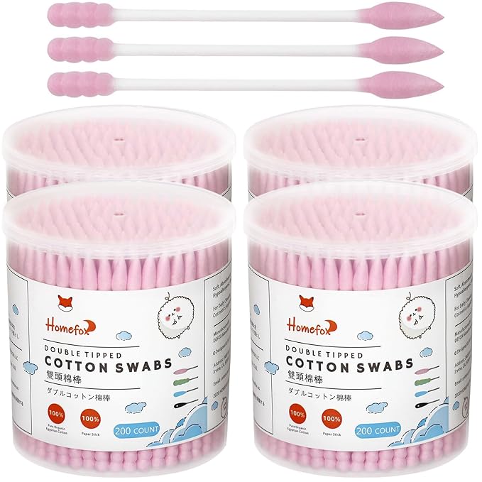 Pink Cotton Swabs Spiral Pointed by HOMEFOX