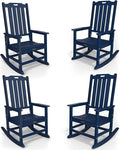 Oversized Rocking Chair Set of 4, Outdoor Rocking Chair for Adults, All Weather Resistant Porch Rocker for Lawn Garden, Navy Blue by THOEOE