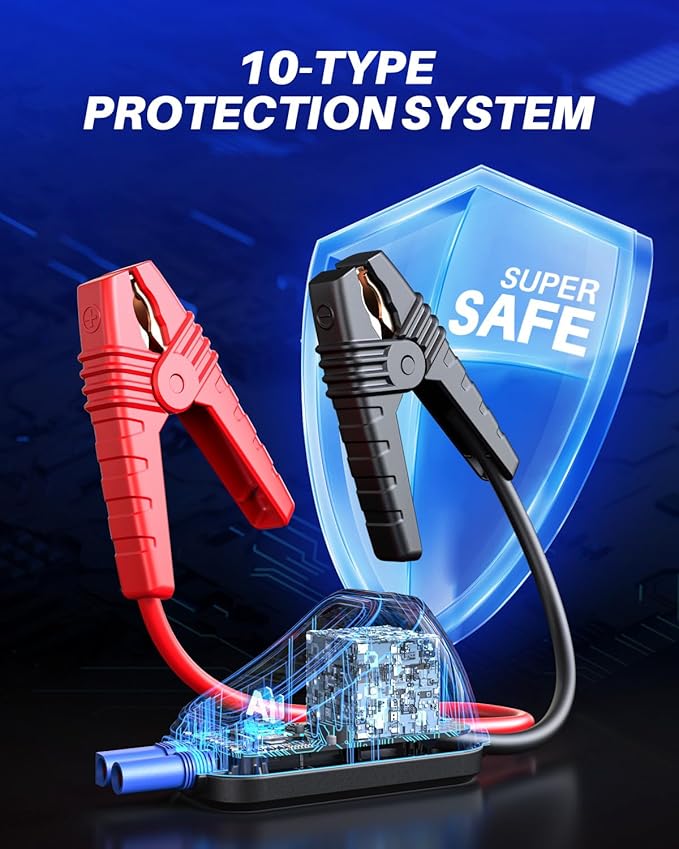 AUTOONE 6000A Car Battery Jump Starter Up to All Gas & 12L Diesel Engine - Image 6